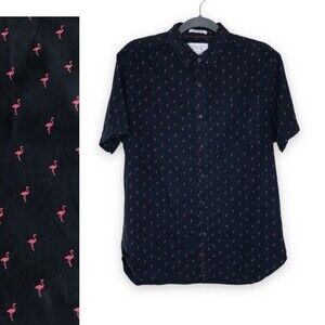 Zipcode Travellers Collection Slim Fit Flamingo All Over Print Shirt Mens Large
